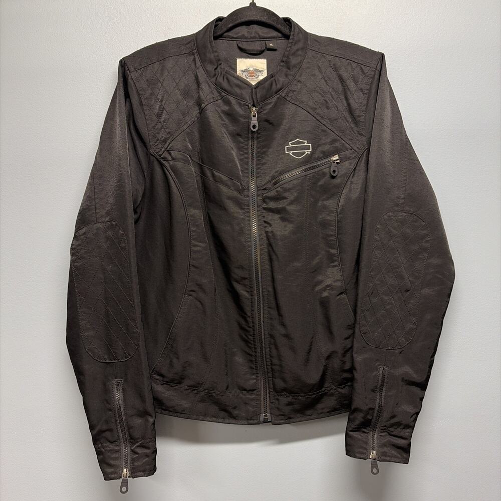 Harley-Davidson Jacket - Women’s Sz XL Black Rhinestone “Harley” Zip Motorcycle